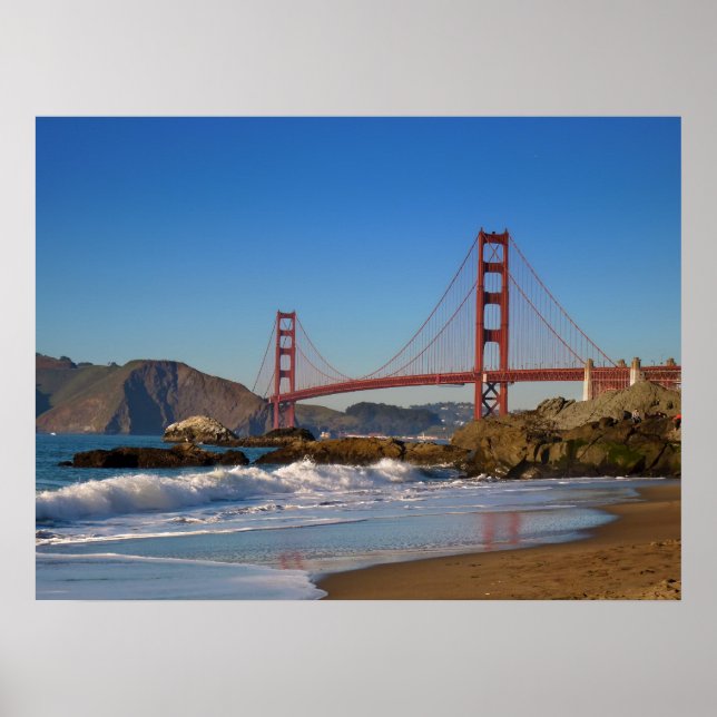 Golden Gate Bridge close up from Baker Beach Poster (Front)