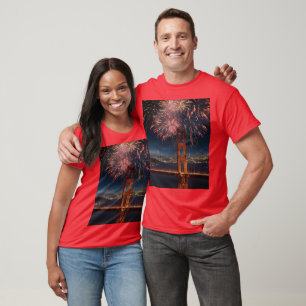 Golden Gate Bridge Fireworks Independence Day, T-Shirt