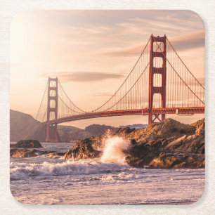 Golden Gate Bridge from Baker Beach Square Paper Coaster