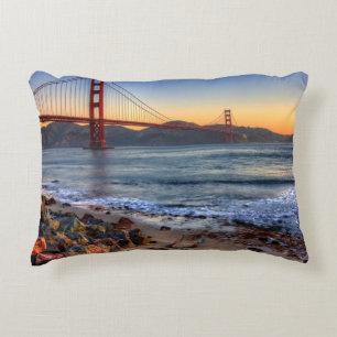 Golden Gate Bridge from San Francisco bay trail. Accent Pillow