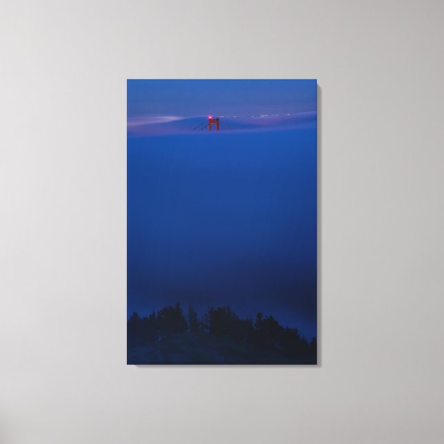 Golden Gate Bridge in Fog at Night Canvas Print (Front)