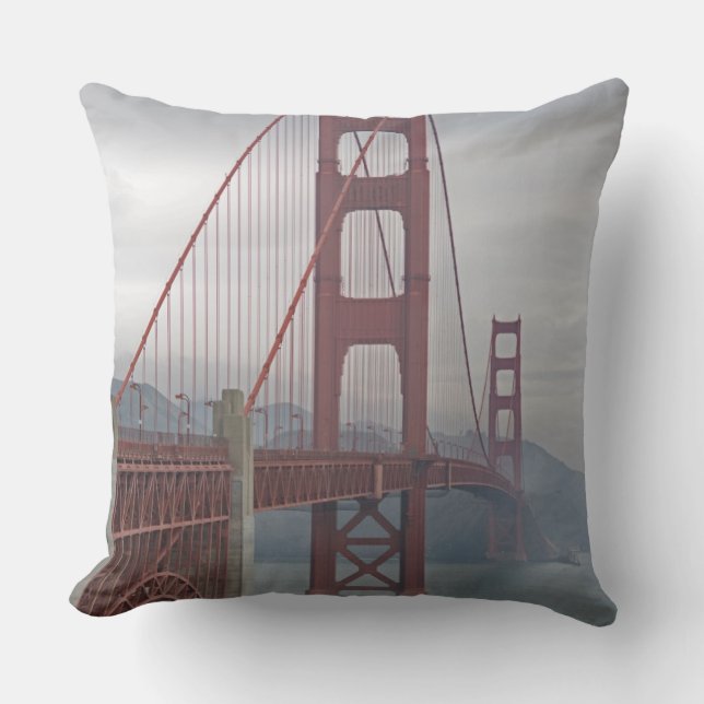 Golden gate bridge in mist. throw pillow (Front)