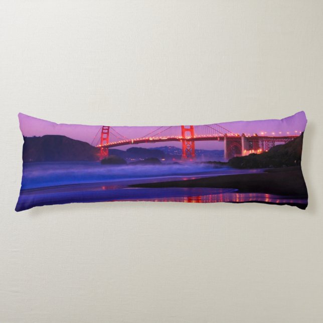 Golden Gate Bridge on Baker Beach at Sundown Body Pillow (Front)