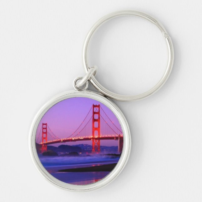 Golden Gate Bridge on Baker Beach at Sundown Keychain (Front)