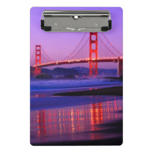 Golden Gate Bridge on Baker Beach at Sundown Mini Clipboard