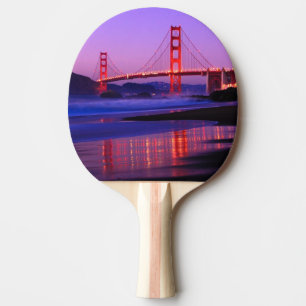 Golden Gate Bridge on Baker Beach at Sundown Ping Pong Paddle