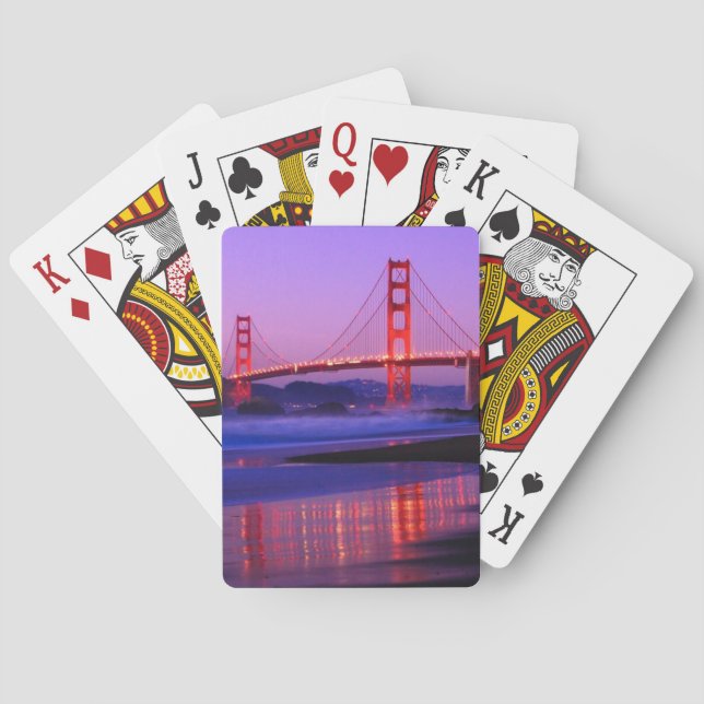 Golden Gate Bridge on Baker Beach at Sundown Playing Cards (Back)