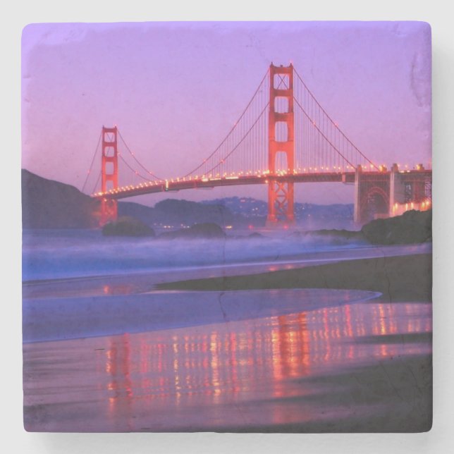 Golden Gate Bridge on Baker Beach at Sundown Stone Coaster (Front)