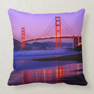 Golden Gate Bridge on Baker Beach at Sundown Throw Pillow