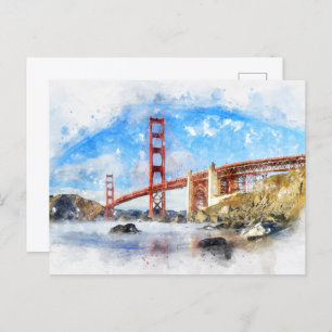 Golden Gate Bridge pastel in San Francisco Postcard