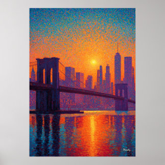 Golden Gate Bridge Pointillism San Francisco  Poster