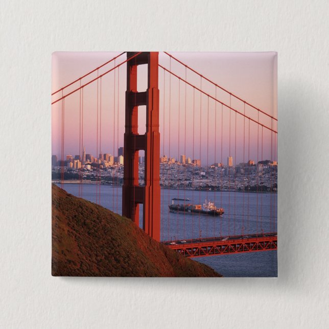 Golden Gate Bridge; San Francisco; California; 2 Inch Square Button (Front)