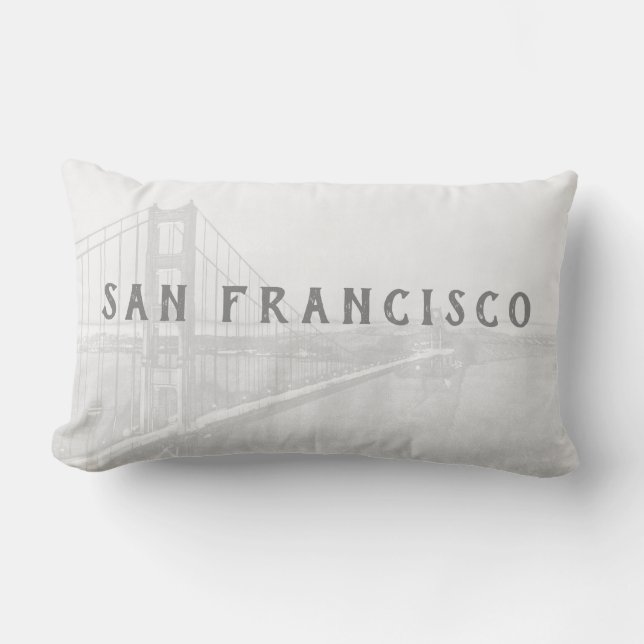 Golden Gate Bridge | San Francisco | Grey Outdoor Lumbar Pillow (Front)