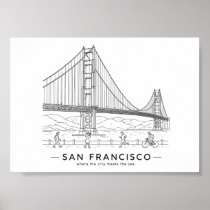 Golden Gate Bridge San Francisco Line Art Poster