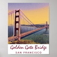 Golden Gate Bridge San Francisco Vintage Painting