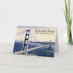 Golden Gate Bridge San Francisco Watercolor Art  Card