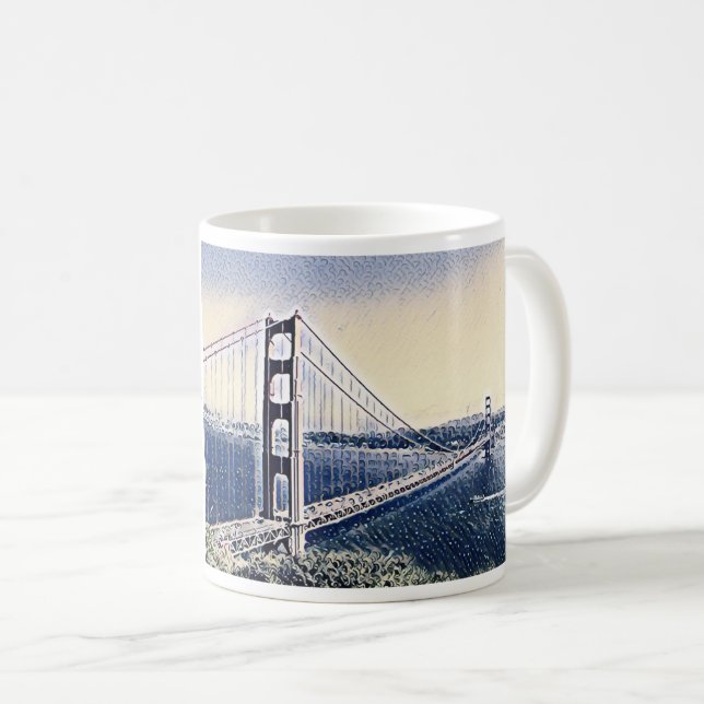 Golden Gate Bridge San Francisco Watercolor Art Coffee Mug (Front Right)