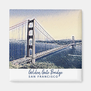 Golden Gate Bridge San Francisco Watercolor Art Magnet
