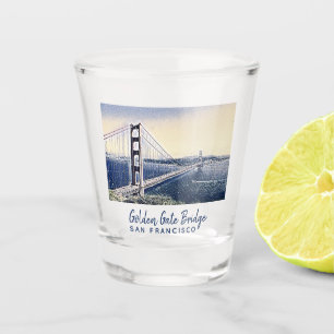 Golden Gate Bridge San Francisco Watercolor Art Shot Glass
