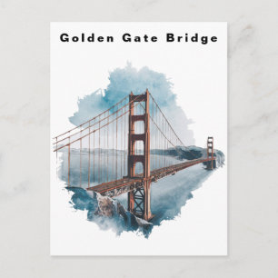 Golden Gate Bridge San Francisco Watercolor Postcard