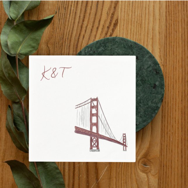 Golden Gate Bridge, San Francisco Wedding cocktail Napkin (Creator Uploaded)