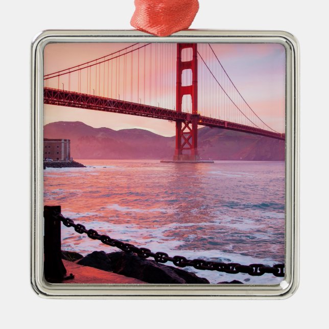 Golden Gate Bridge, scenic photograph, Metal Ornament (Front)