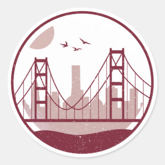 Golden Gate Bridge Skyline Classic Round Sticker