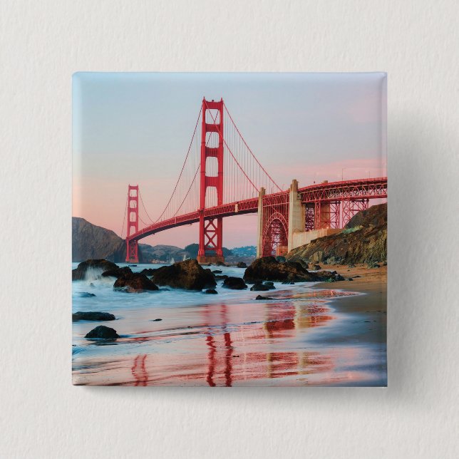 Golden gate bridge throw pillow 2 inch square button (Front)