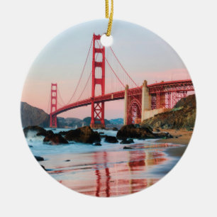 Golden gate bridge throw pillow ceramic ornament