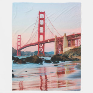 Golden gate bridge throw pillow fleece blanket