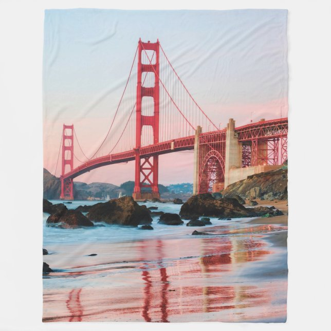 Golden gate bridge throw pillow fleece blanket (Front)