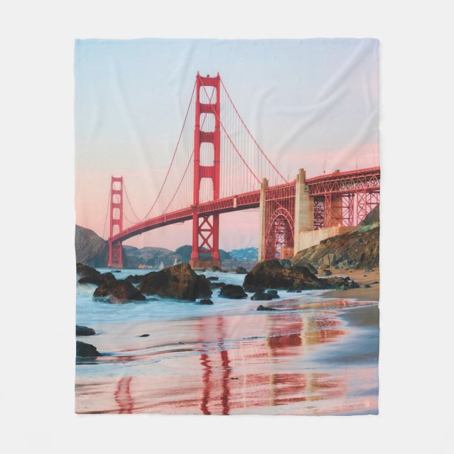 Golden gate bridge throw pillow fleece blanket (Front)
