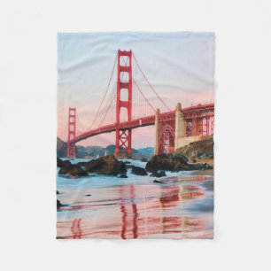 Golden gate bridge throw pillow fleece blanket