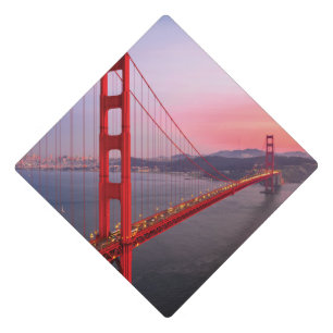 Golden gate bridge throw pillow graduation cap topper