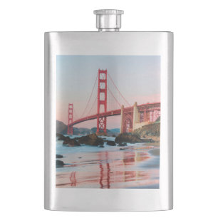 Golden gate bridge throw pillow hip flask