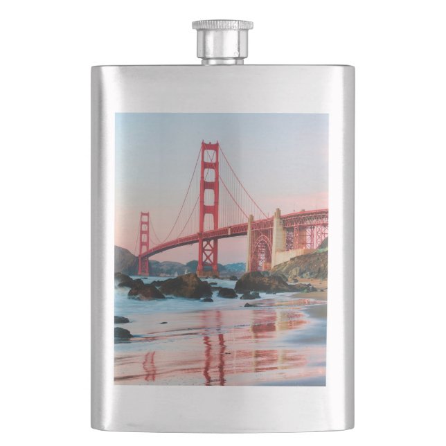Golden gate bridge throw pillow hip flask (Front)
