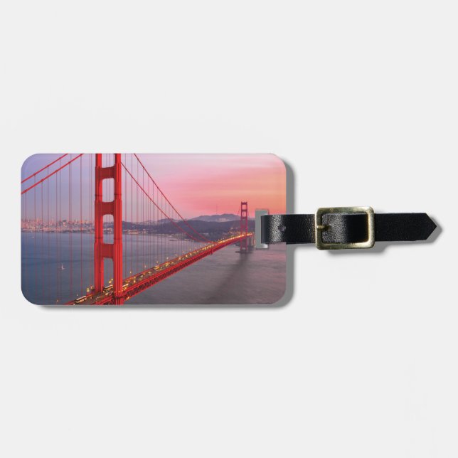 Golden gate bridge throw pillow luggage tag (Front Horizontal)