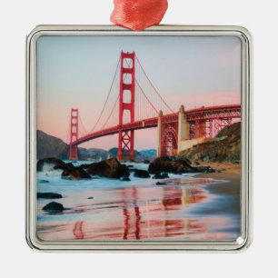 Golden gate bridge throw pillow metal ornament