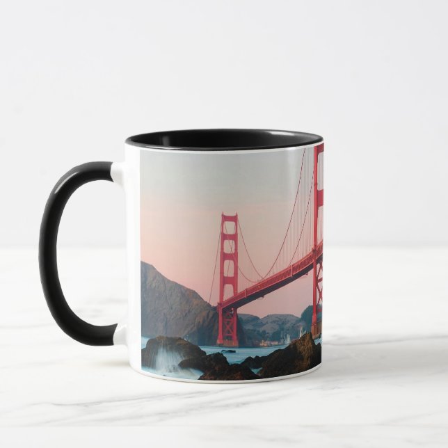 Golden gate bridge throw pillow mug (Left)