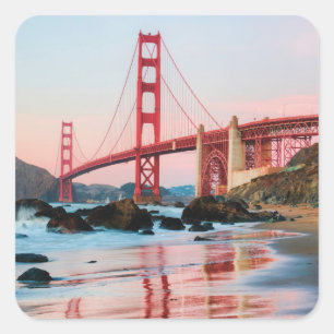 Golden gate bridge throw pillow square sticker