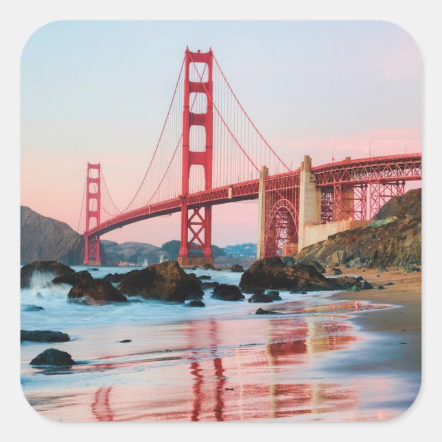 Golden gate bridge throw pillow square sticker (Front)