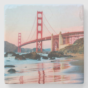 Golden gate bridge throw pillow stone coaster