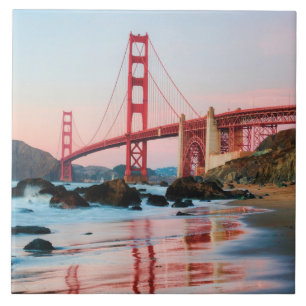 Golden gate bridge throw pillow tile