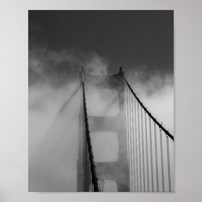Golden Gate Bridge Tower Shrouded in Fog  Poster (Front)