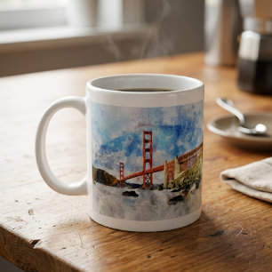 Golden Gate Bridge watercolor in San Francisco Coffee Mug