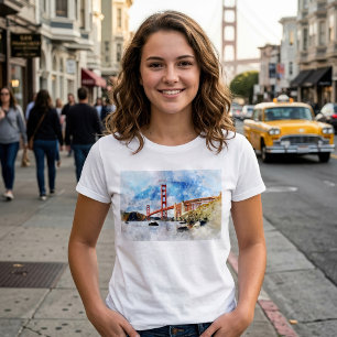 Golden Gate Bridge watercolor in San Francisco T-Shirt