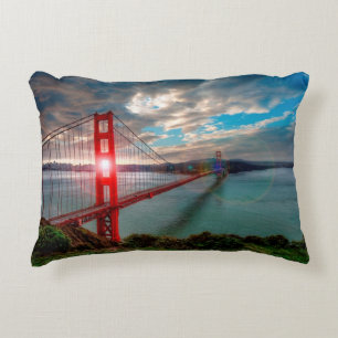 Golden Gate Bridge with Sun Shining through. Decorative Pillow