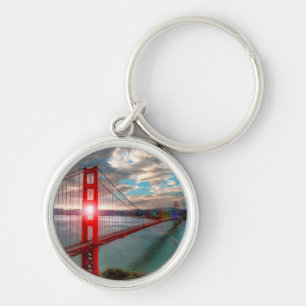 Golden Gate Bridge with Sun Shining through. Keychain