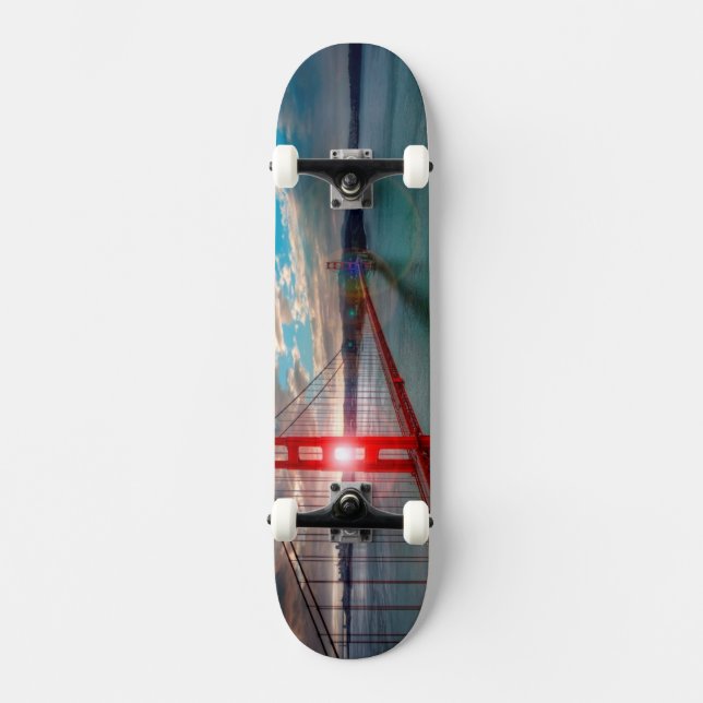 Golden Gate Bridge with Sun Shining through. Skateboard (Front)