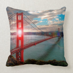 Golden Gate Bridge with Sun Shining through. Throw Pillow